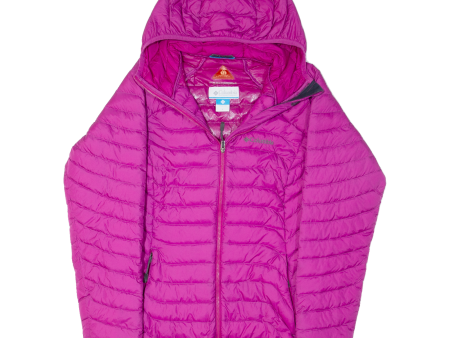 COLUMBIA Omni Heat Lightweight Womens Puffer Jacket Pink Nylon Hooded S For Cheap