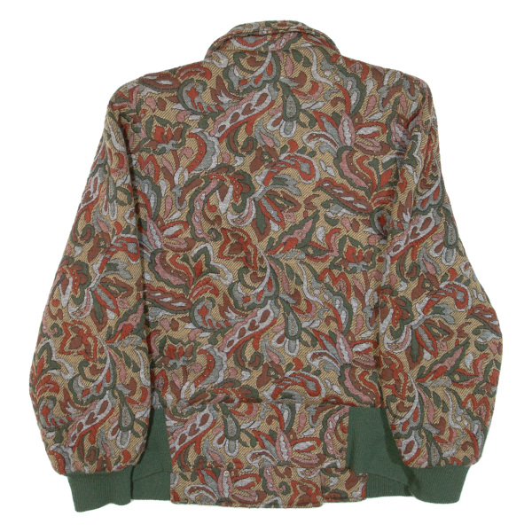 ELEGANCE Womens Jacket Green Knit Paisley S on Sale