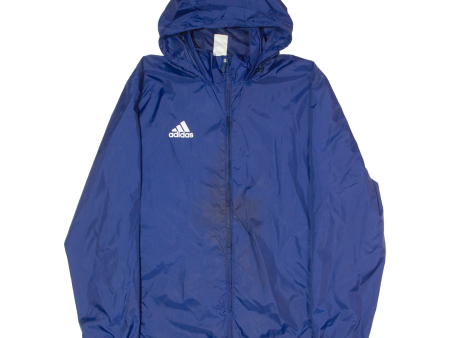 ADIDAS Mens Rain Jacket Blue Nylon Hooded L For Cheap