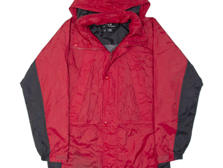 HELLY HANSEN Mens Rain Jacket Red Nylon 90s Hooded M Hot on Sale