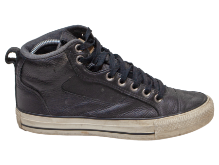 CONVERSE High Top Trainers Black Leather Womens UK 6 Supply