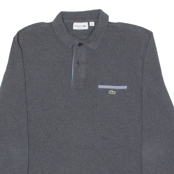 LACOSTE Mens Polo Shirt Grey Long Sleeve L For Cheap