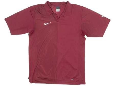 NIKE Mens Polo Shirt Maroon Colourblock M Supply