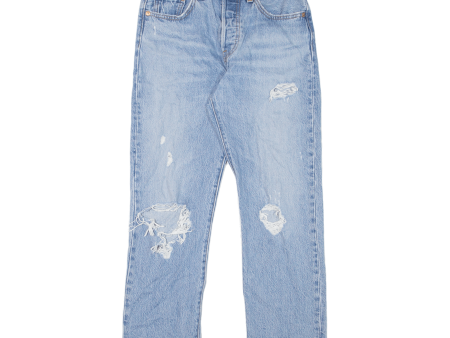 LEVI S 501 Jeans Premium Distressed Womens Blue Straight Stone Wash W24 L26 Online Sale