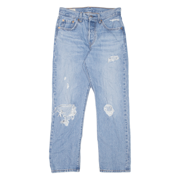 LEVI S 501 Jeans Premium Distressed Womens Blue Straight Stone Wash W24 L26 Online Sale