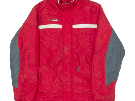 COLUMBIA Boys Ski Jacket Red Hooded Colourblock XL For Sale