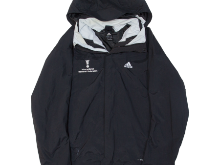 ADIDAS International Handball Federation Mens Rain Jacket Black Nylon Hooded XL Discount