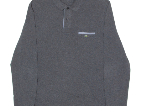 LACOSTE Mens Polo Shirt Grey Long Sleeve L For Cheap