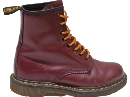 DR MARTENS 1460 High Top Boots Maroon Leather Womens UK 1.5 Online