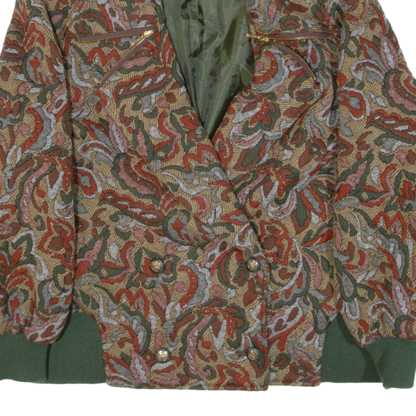 ELEGANCE Womens Jacket Green Knit Paisley S on Sale