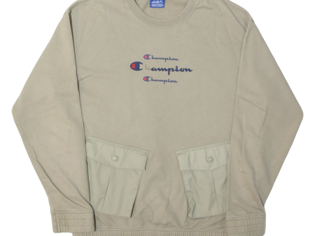 CHAMPION Mens Sweatshirt Beige XS For Cheap