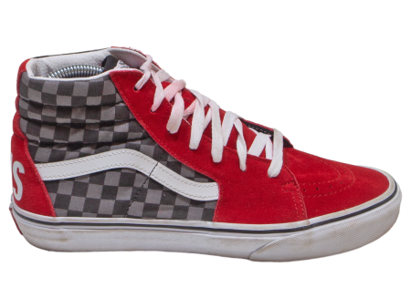 VANS Check High Top Trainers Red Canvas Boys UK 6 Fashion