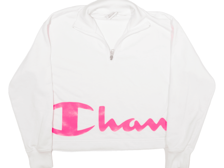 CHAMPION Cropped Womens Sweatshirt White 1 4 Zip M Online now