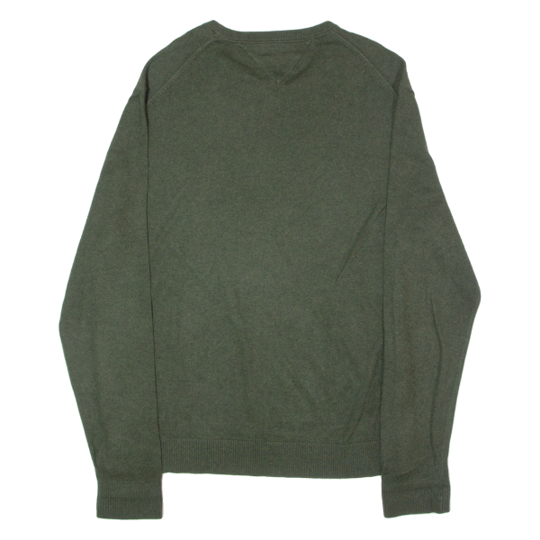 TOMMY HILFIGER Mens Jumper Green Crew Neck Tight Knit 2XL Online now