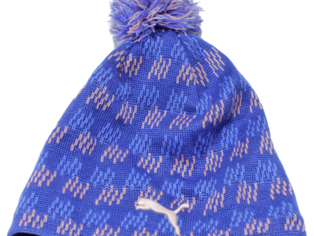 PUMA Fleece Lined Womens Beanie Blue Crazy Pattern Cheap