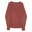 TOMMY HILFIGER Womens Jumper Brown V-Neck Tight Knit S Online now