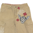 SHIROI NEKO Mens Cargo Shorts Brown Patchwork M W32 Hot on Sale