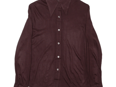 Womens Plain Shirt Brown Long Sleeve M Cheap