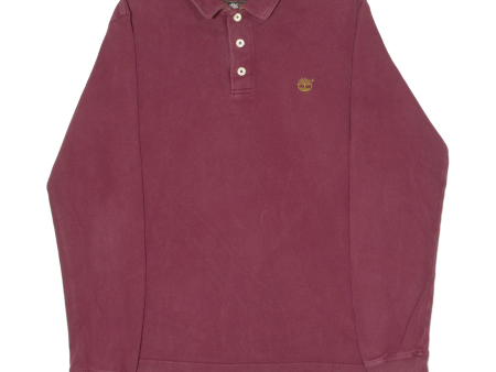 TIMBERLAND Mens Polo Shirt Maroon Long Sleeve M Fashion