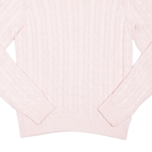 TOMMY HILFIGER Womens Heavy Knit Jumper Pink Cable Knit M on Sale