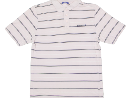 REEBOK Mens Polo Shirt Pink Striped S Supply