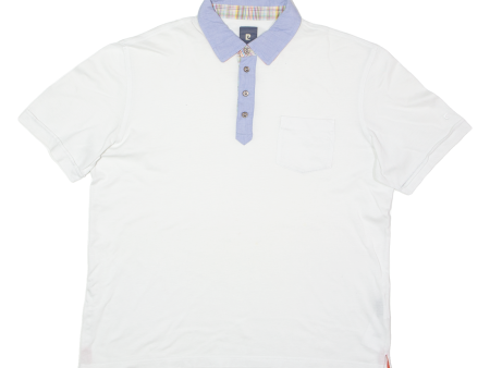 PIERRE CARDIN Mens Polo Shirt White L Discount