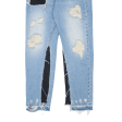 GENIUS Customised Distressed Womens Jeans Blue Slim Tapered Stone Wash W30 L27 For Discount