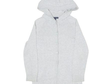 TOMMY HILFIGER Hooded Girls Cardigan Grey Tight Knit M Supply