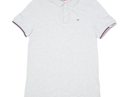 TOMMY HILFIGER Mens Polo Shirt Grey 2XL Cheap