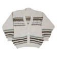 Womens Heavy Knit Cardigan Beige Fair Isle Button Neck Tight Knit M Online Hot Sale