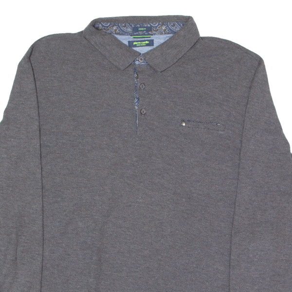 PIERRE CARDIN Mens Polo Shirt Grey Long Sleeve XL For Cheap