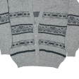 CANADA Womens Patterned Cardigan Grey Fair Isle Button Neck Tight Knit L For Cheap