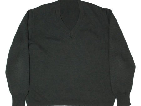 Mens Jumper Green V-Neck Tight Knit M Online