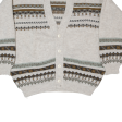 Womens Heavy Knit Cardigan Beige Fair Isle Button Neck Tight Knit M Online Hot Sale