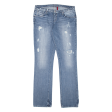 GUESS Weekend Distressed Womens Jeans Blue Regular Straight Stone Wash W32 L34 Hot on Sale