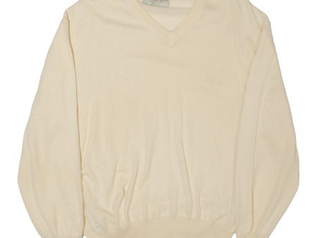 HALTON HARRY Womens Jumper Beige V-Neck Tight Knit L For Cheap