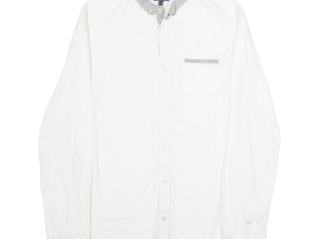 ARMANI JEANS Extra Slim Mens Plain Shirt White Long Sleeve M For Sale