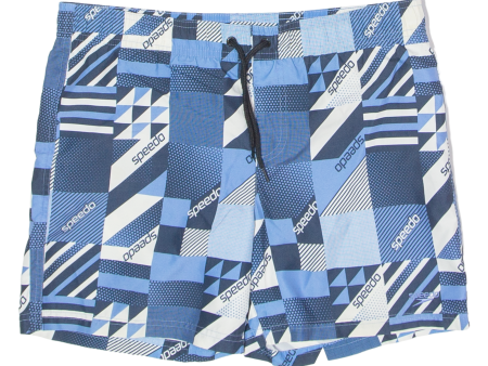 SPEEDO Mesh Lined Mens Swimming Shorts Blue Crazy Pattern L W32 Discount