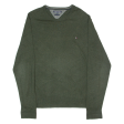 TOMMY HILFIGER Mens Jumper Green Crew Neck Tight Knit 2XL Online now