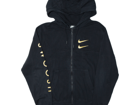 NIKE Double Swoosh Mens Black Hoodie Full Zip XS Supply