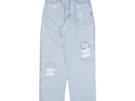 FANTY Distressed Girls Jeans Blue Relaxed Straight W23 L28 Supply