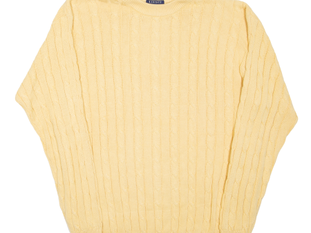 LIBERTY Womens Heavy Knit Jumper Yellow Cable Knit XL Online now