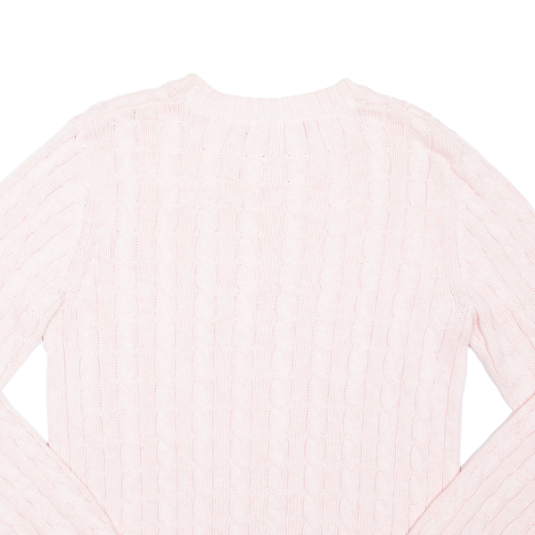 TOMMY HILFIGER Womens Heavy Knit Jumper Pink Cable Knit M on Sale