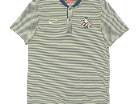 NIKE Club America Mens Polo Shirt Yellow Striped M Online Sale