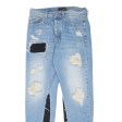 GENIUS Customised Distressed Womens Jeans Blue Slim Tapered Stone Wash W30 L27 For Discount