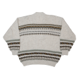 Womens Heavy Knit Cardigan Beige Fair Isle Button Neck Tight Knit M Online Hot Sale