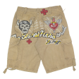 SHIROI NEKO Mens Cargo Shorts Brown Patchwork M W32 Hot on Sale