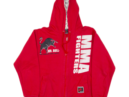 MR BULL Mixed Martial Arts Mens Red Hoodie Full Zip S For Discount