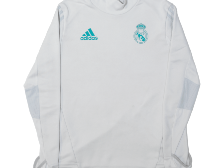 ADIDAS Real Madrid Boys Sweatshirt White Roll Neck 13-14Y Hot on Sale