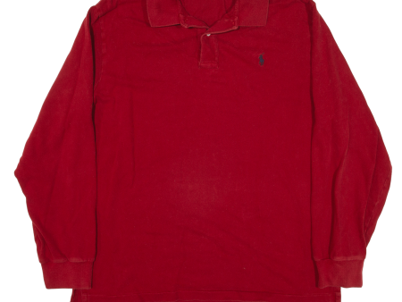 POLO RALPH LAUREN Polo Shirt Red Long Sleeve Mens XL For Sale